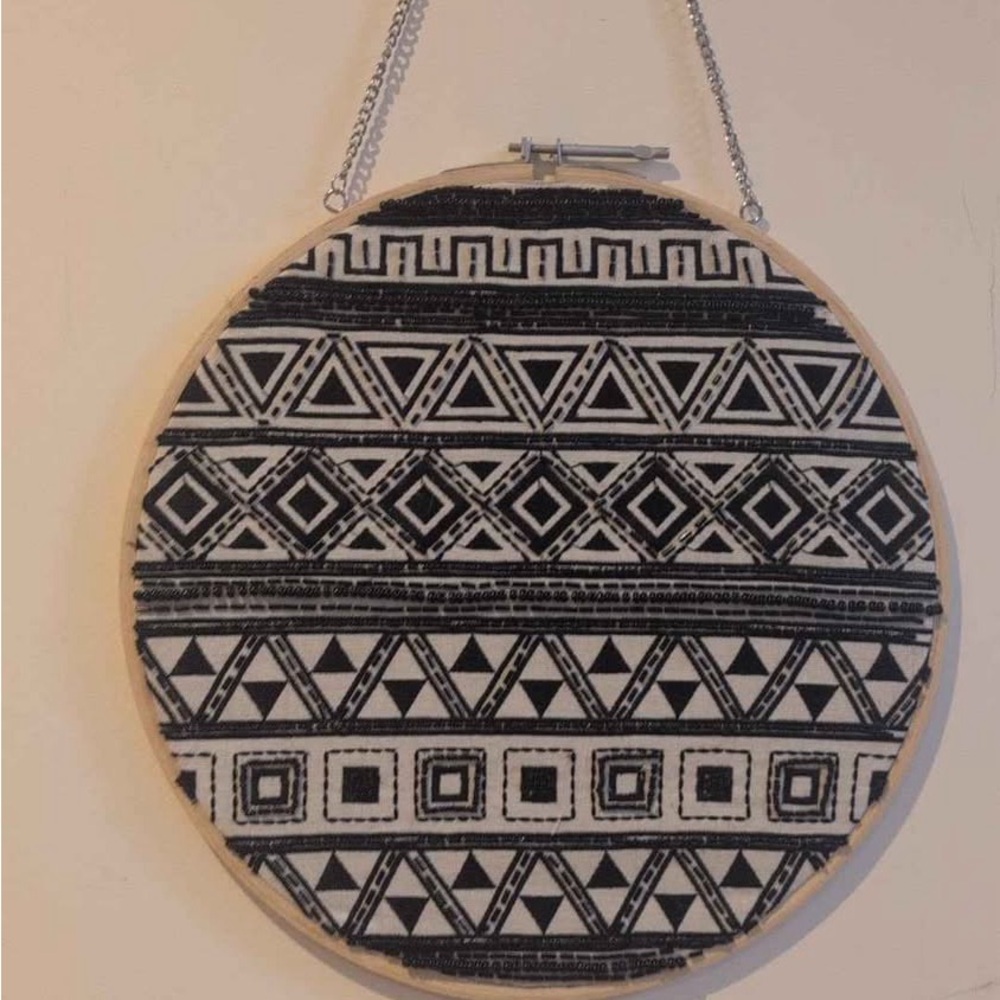 Black & White Geometric Hoop Wall Decor